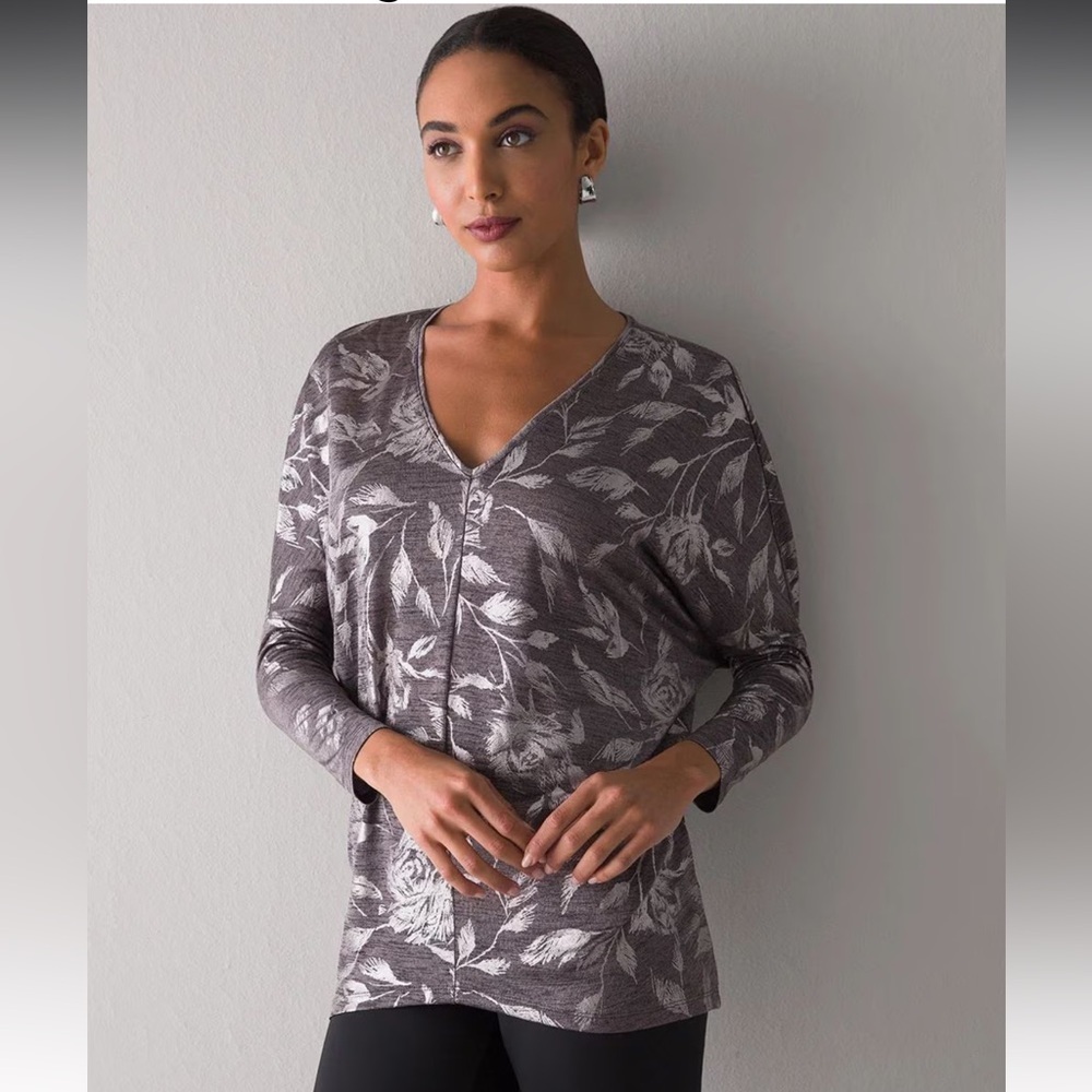 WHBM Long Sleeve Jetsetter Dolman Sleeve Tunic Silver Gray size XS